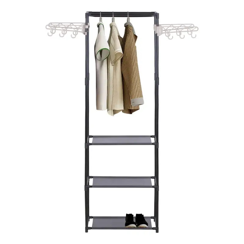 BukkitBow - Kledingrek met Afneembare Zijarmen - Met 2 Opbergplanken - Kunststof met Stevige Stalen Buis - Max Belasting: 16kg - 55x28,5x175cm
