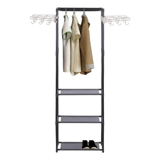 BukkitBow - Kledingrek met Afneembare Zijarmen - Met 2 Opbergplanken - Kunststof met Stevige Stalen Buis - Max Belasting: 16kg - 55x28,5x175cm