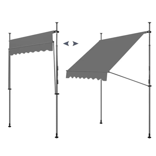 BukkitBow - Klemluifel / Muur Luifel - Polyester met PA Coating - UV-bescherming - Verstelbaar Hoogte- en Kantelhoekbereik