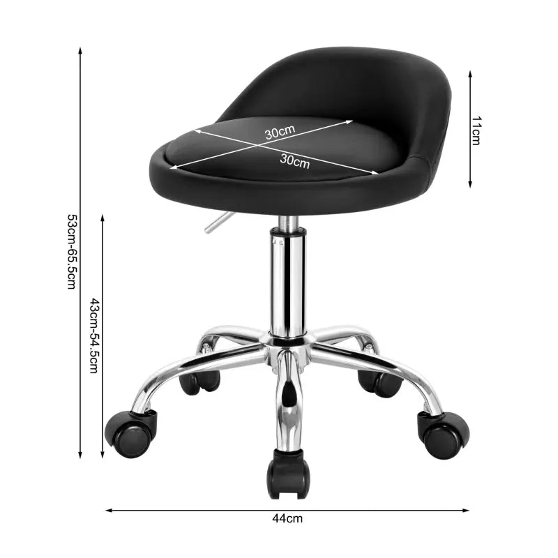 BukkitBow - Kruk van Kunstleder/Leer - Met Lichte Ondersteuning voor Onderrug - met Metalen Onderstel en Wielen - Hoogte instelbaar (43-55CM)