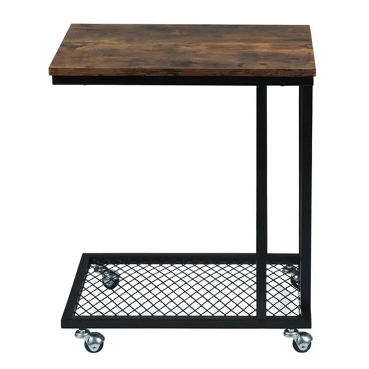 BukkitBow - Luxe Bijzettafel / Koffietafel op Wielen - met Metalen Frame - Geschikt voor Laptop (60CM Hoog)