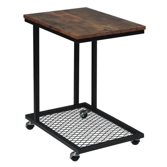 BukkitBow - Luxe Bijzettafel / Koffietafel op Wielen - met Metalen Frame - Geschikt voor Laptop (60CM Hoog)