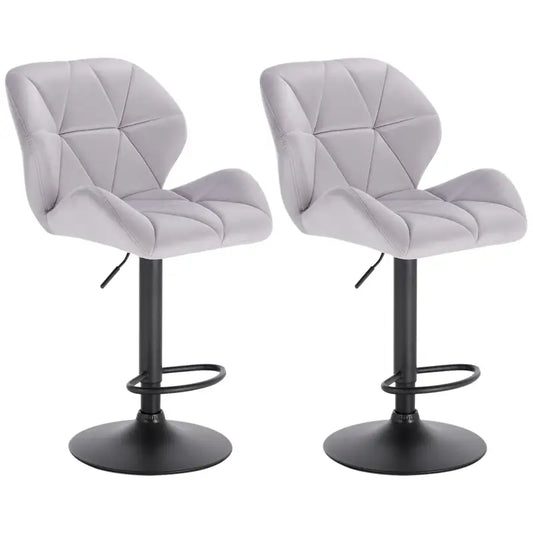 BukkitBow - Luxe Set Barkrukken van Fluweel of Lederen - met Rugleuning en Mini Armleuning - Draaibaar en met Voetensteun - (60 - 82CM Zithoogte)