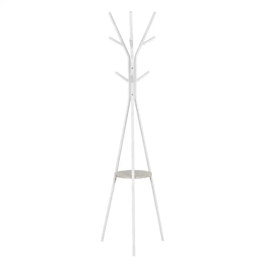 BukkitBow - Metalen Kapstok - Driehoek met Plankje en 9 Haken - Wit (180CM Hoog)