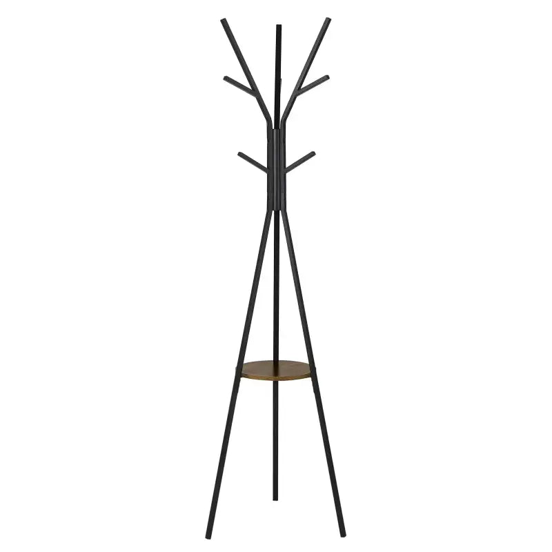 BukkitBow - Metalen Kapstok - Driehoek met Plankje en 9 Haken - Zwart (180CM Hoog)