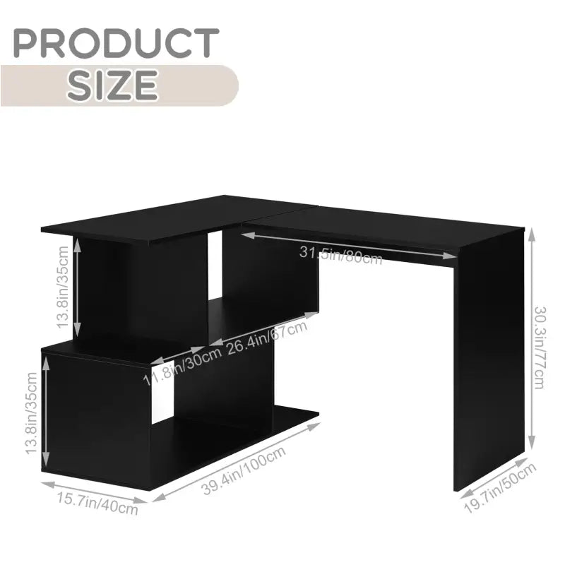 BukkitBow - Modern Bureau met Opbergkast - Wit of Zwart Hoekbureau - Stabiel en Ruim Design - 100x40CM & 80x50cm