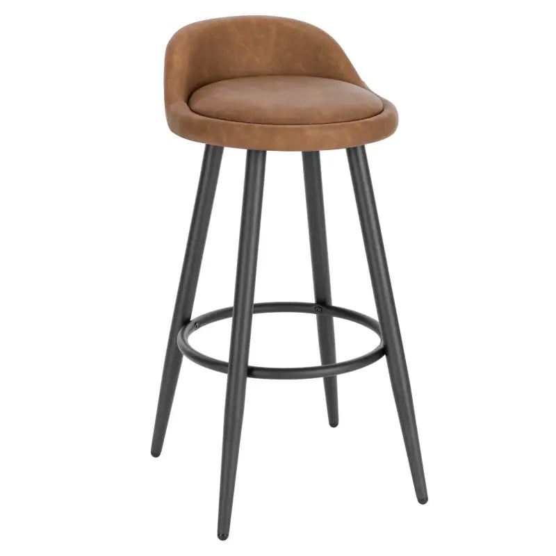 BukkitBow - Moderne Barkruk - Faux Leer of Fluweel - Verstelbare Voetpads - Stevig Houten Onderstel - Hoge Comfort Zitting - Max Belasting 120kg
