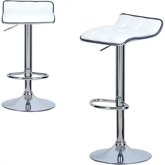 BukkitBow - Moderne Barkrukken - Verstelbare Barkrukken - Verchroomd Staal en Kunstleer - Ergonomische Zitting (38x40 cm) - Hoogte: 54-76CM