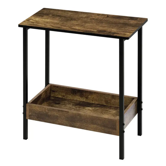 BukkitBow - Moderne Bijzettafel met Dubbele Plank - Ook Geschikt Als Nachtkastje of Wijnrek - Extra Vak voor Boeken of Wijnflessen - 50x55x25cm