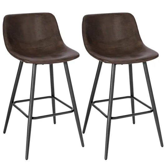 BukkitBow - Moderne Cafe / Barkrukken - Synthetisch Leer en Metaal - Verstelbare Stoelpoten - Comfortabele Kuipvormige Zitting - Zithoogte: 63CM