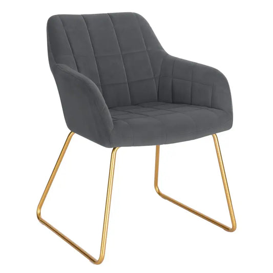 BukkitBow - Moderne Eetkamerstoel van Fluweel met Gouden Metalen Poten - Stijlvol en Comfortabel - Zithoogte: 48.5CM