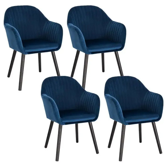 BukkitBow - Moderne Fluwele Eetkamerstoelen - Set van 4 Stuks - Ergonomisch Design - Massief Houten Frame - 81x44x40cm, 100kg Draagvermogen
