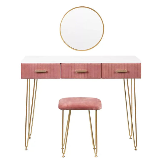 BukkitBow - Moderne Kaptafel / Make Up Tafel - Inclusief Spiegel en Krukje – Voor Kinderen & Volwassenen – 100x40 cm