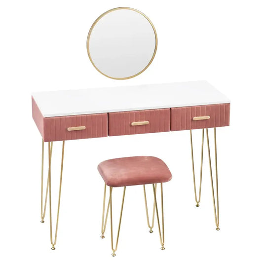 BukkitBow - Moderne Kaptafel / Make Up Tafel - Inclusief Spiegel en Krukje – Voor Kinderen & Volwassenen – 100x40 cm