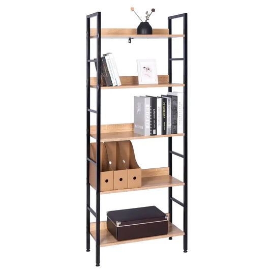BukkitBow - Moderne Open Planken/Kast - 5 Laags Opslag - Stevig & Duurzaam - Veelzijdig Design - 60x27.5x160 cm