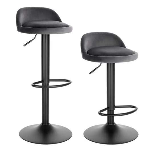 BukkitBow - Moderne Set Barkrukken - Set van 2 Barkrukken - Fluweel met Metalen Onderstel - Verstelbaar & 360° Draaibaar - 120 kg Draagvermogen