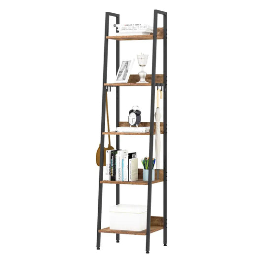 BukkitBow - Moderne Smalle Boekenkast met Metalen Frame en Hout - 4 Planken met Achterwand - Geschikt voor Decoratie in de Woonkamer - 34X40X170CM