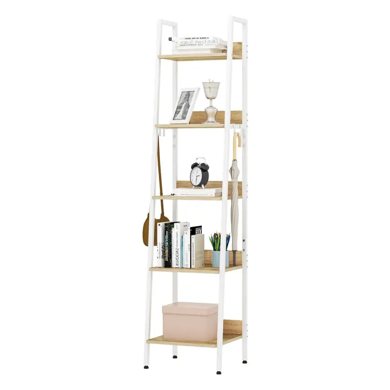 BukkitBow - Moderne Smalle Boekenkast met Metalen Frame en Hout - 4 Planken met Achterwand - Geschikt voor Decoratie in de Woonkamer - 34X40X170CM