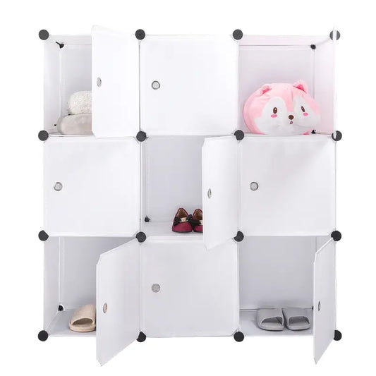 BukkitBow - Modulaire Opbergkast - Ook Geschikt Als Schoenenkast - 9 Compartimenten - Wit of Zwart - 105X105X35CM