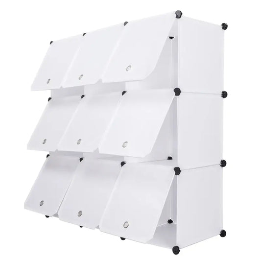 BukkitBow - Modulaire Opbergkast - Ook Geschikt Als Schoenenkast - 9 Compartimenten - Wit of Zwart - 105X105X35CM