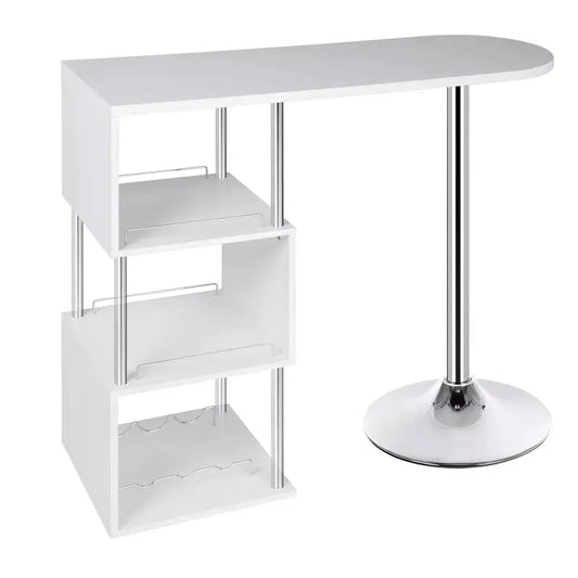 BukkitBow - Multifunctionele Bar Tafel - met Rek voor Wijnflessen - met Stalen Frame - 113x40cm