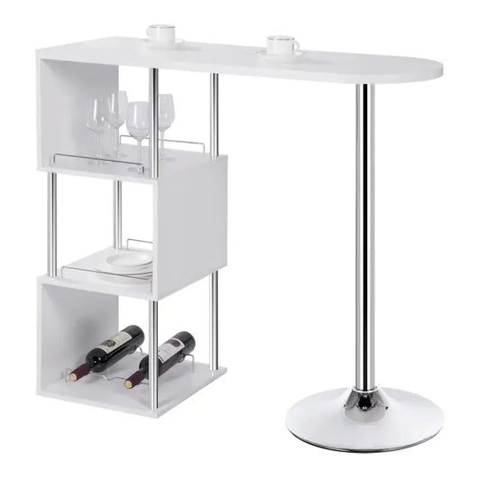 BukkitBow - Multifunctionele Bar Tafel - met Rek voor Wijnflessen - met Stalen Frame - 113x40cm