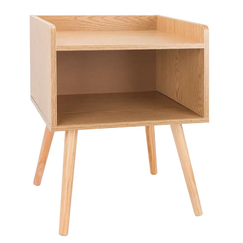 BukkitBow - Nachtkastje - MDF en Massief Hout - Licht Eikenhout - Max Belasting: 5kg - Met Open Opbergvak - 46x38x60cm