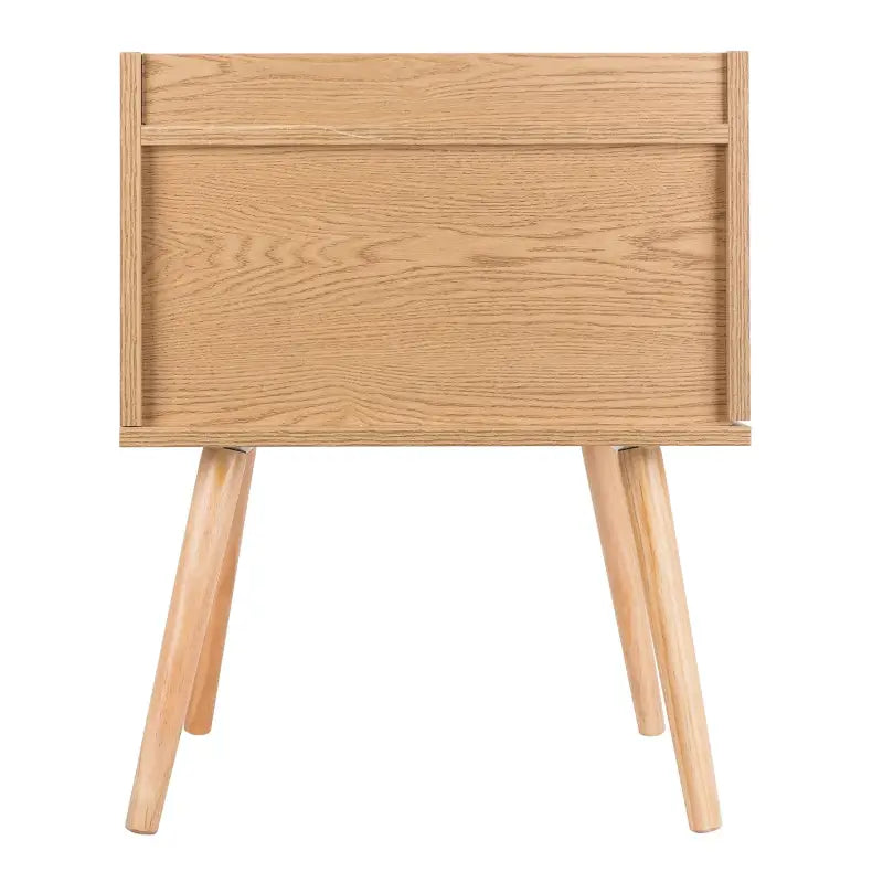 BukkitBow - Nachtkastje - MDF en Massief Hout - Licht Eikenhout - Max Belasting: 5kg - Met Open Opbergvak - 46x38x60cm