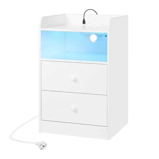 BukkitBow - Nachtkastje met Oplaadfunctie - E1 Klasse Hout - Ingebouwde Stopcontacten en USB-poorten - 40x64x35 cm