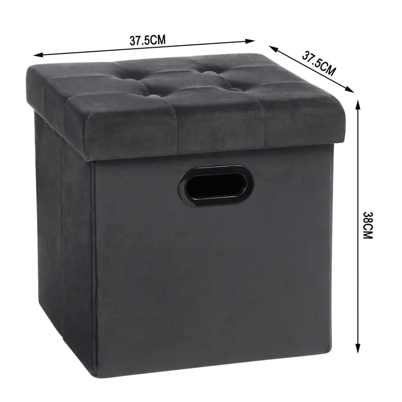 BukkitBow - Opbergpoef - Lederen / Fluwelen Poef - Comfortabel Zitmeubel - 38L Capaciteit - 37.5x37.5x38CM