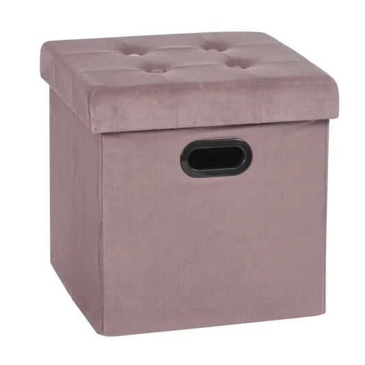 BukkitBow - Opbergpoef - Lederen / Fluwelen Poef - Comfortabel Zitmeubel - 38L Capaciteit - 37.5x37.5x38CM