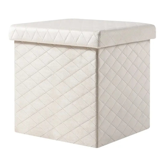 BukkitBow - Opbergpoef met Deksel - 40L Capaciteit - Modern Design - Opvouwbaar - Zachte Zitting - 38x38x38CM