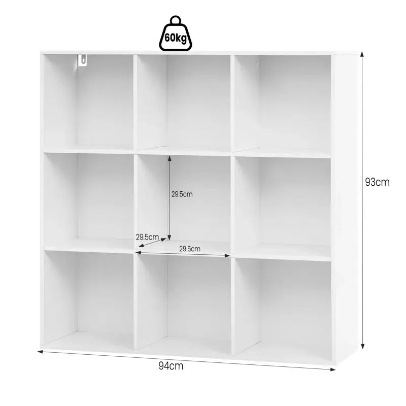 BukkitBow - Open Boekenkast met 9 Vakken - Hout/Melamine Fineer - Met achterwand - Ruimtebesparend en Stabiel - 94x93x29.5 cm