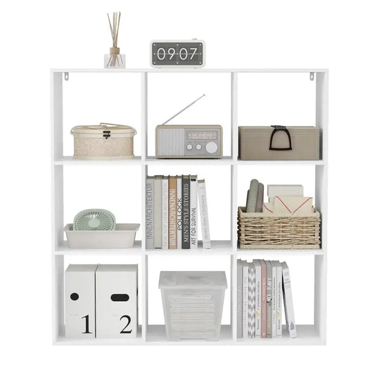 BukkitBow - Open Boekenkast met 9 Vakken - Hout/Melamine Fineer - Open Vakken - Ruimtebesparend en Stabiel - 94x93x29.5 cm
