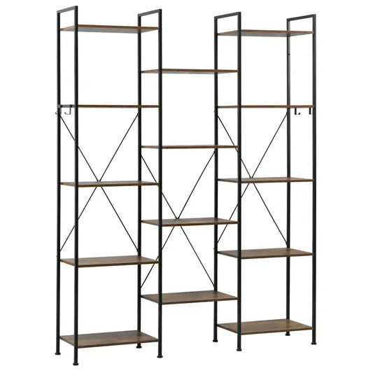 BukkitBow - Open Opbergrek / Boekenplank - Stevig Hout en Metaal - Industrieel Ontwerp - 134,5x176,5x30cm