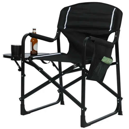 BukkitBow - Opvouwbare Campingstoel - Versterkt Aluminium en Oxford Stof - 150 kg Draagvermogen - Inclusief Tafeltje en Bekerhouder