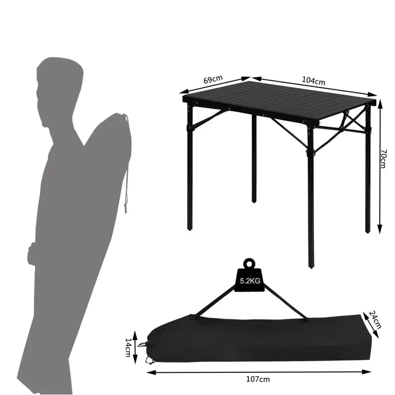 BukkitBow - Opvouwbare Campingtafel - Aluminium en Polypropyleen - Lichtgewicht - 60 kg Draagvermogen
