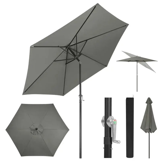 BukkitBow - Parasol - UV-Bestendig - Strandparasol - 45° Buigbaar - met Handslinger - Zeshoekig