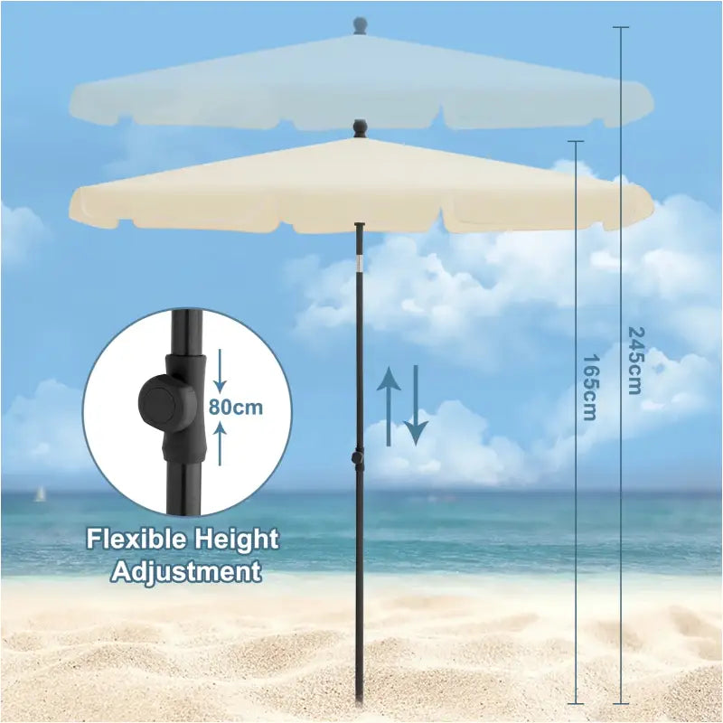 BukkitBow - Parasol - UV-Bestendig - Strandparasol - 45° Buigbaar - Waterdicht - 200x120 cm