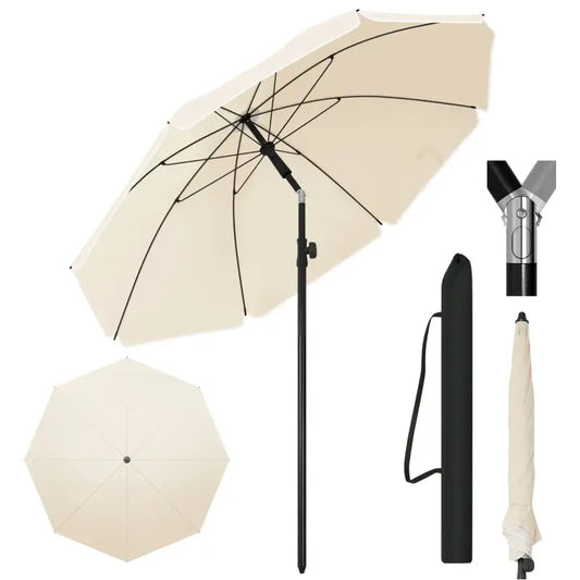 BukkitBow - Parasol - UV-Bestendig - Strandparasol - Hoogte Verstelbaar - 45° Buigbaar - Rond