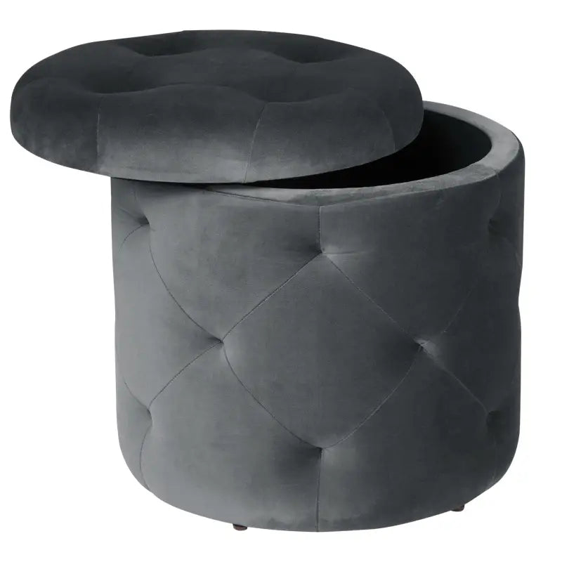 BukkitBow - Poef / Kruk met Fluweel Zitting - Comfortabele Poef - Grote Opbergruimte - Praktisch en Elegant - 39.5x40CM