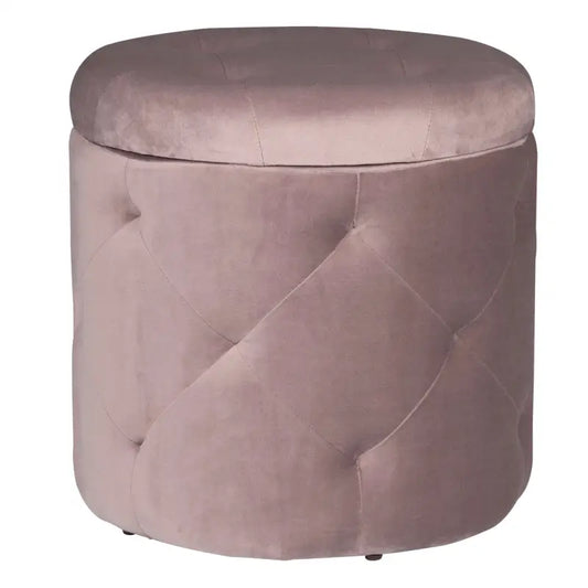 BukkitBow - Poef / Kruk met Fluweel Zitting - Comfortabele Poef - Grote Opbergruimte - Praktisch en Elegant - 39.5x40CM