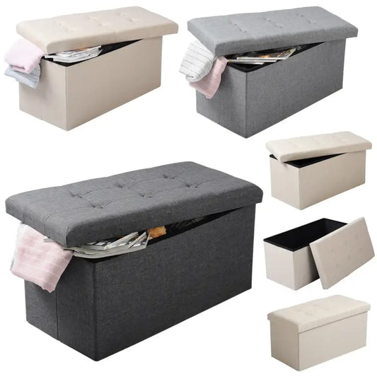 BukkitBow - Poef / Opbergbank met Grote Capaciteit - Opvouwbaar Ontwerp - Comfortabel Oppervlak - Multifunctioneel - 76x38x38CM