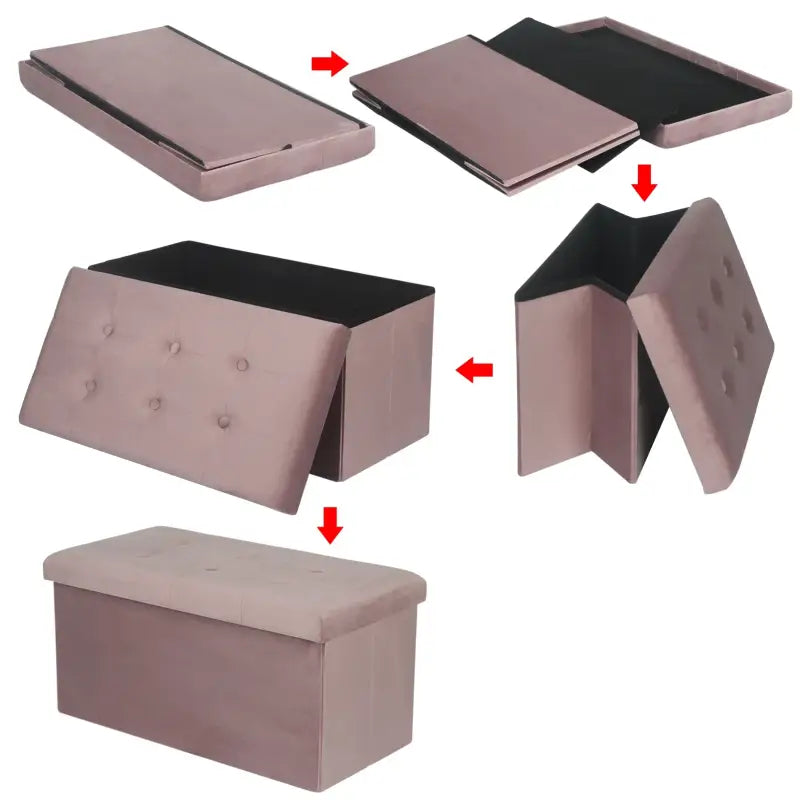 BukkitBow - Poef / Opbergbank met Grote Capaciteit - Opvouwbaar Ontwerp - Comfortabel Oppervlak - Multifunctioneel - 76x38x38CM