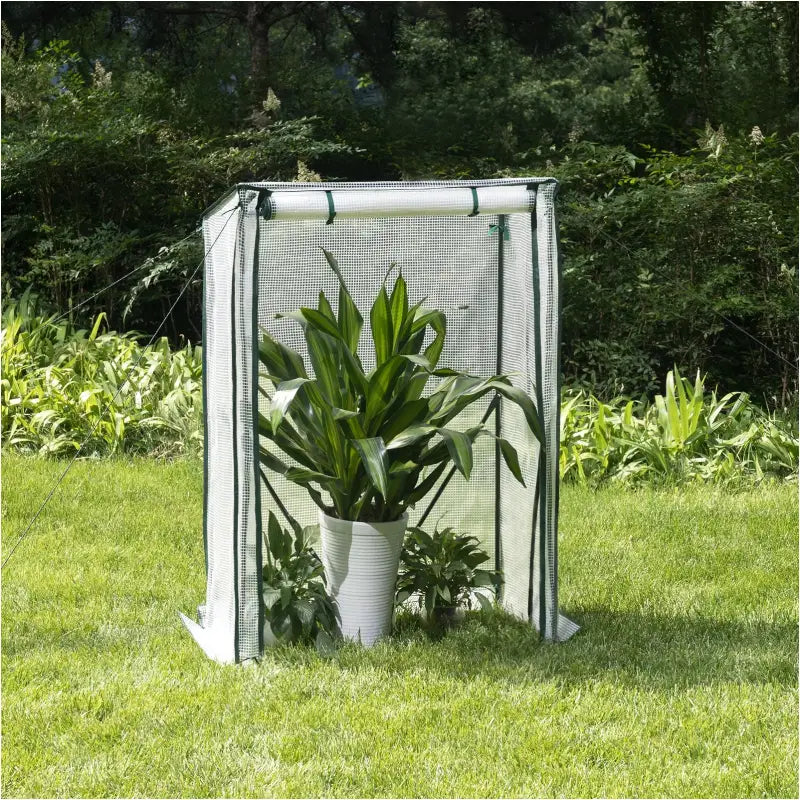 BukkitBow – Polytunnel Tuinkas – Winterproof Tunnel voor Groenten Teelt – Compacte Tuinkas met Groot Luik en 3 Bloemen Planken - 100x50x150CM