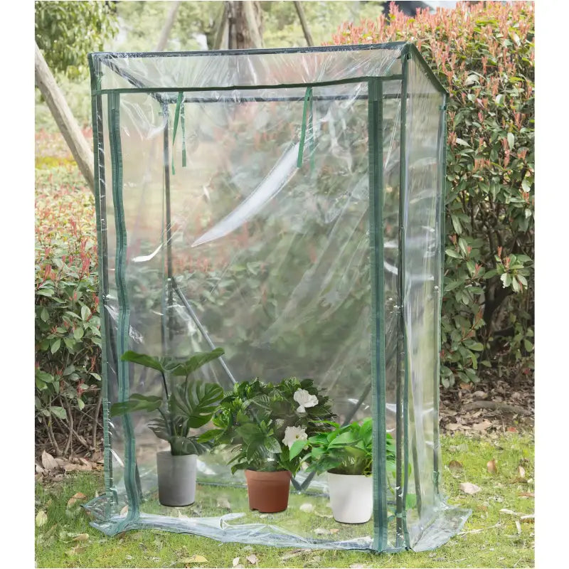 BukkitBow – Polytunnel Tuinkas – Winterproof Tunnel voor Groenten Teelt – Compacte Tuinkas met Groot Luik en 3 Bloemen Planken - 100x50x150CM