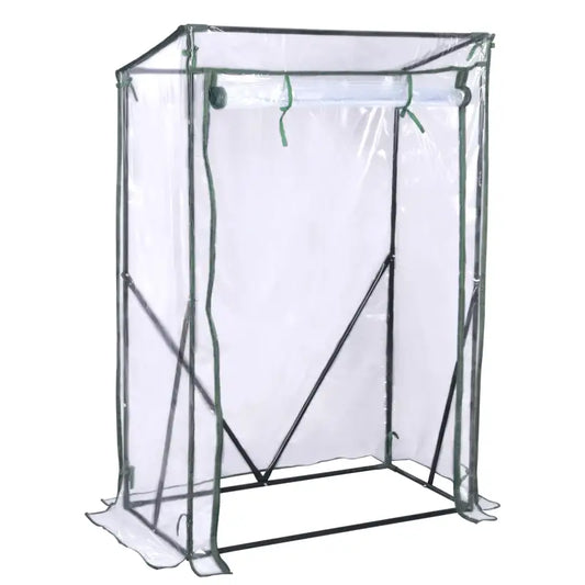 BukkitBow – Polytunnel Tuinkas – Winterproof Tunnel voor Groenten Teelt – Compacte Tuinkas met Groot Luik en 3 Bloemen Planken - 100x50x150CM