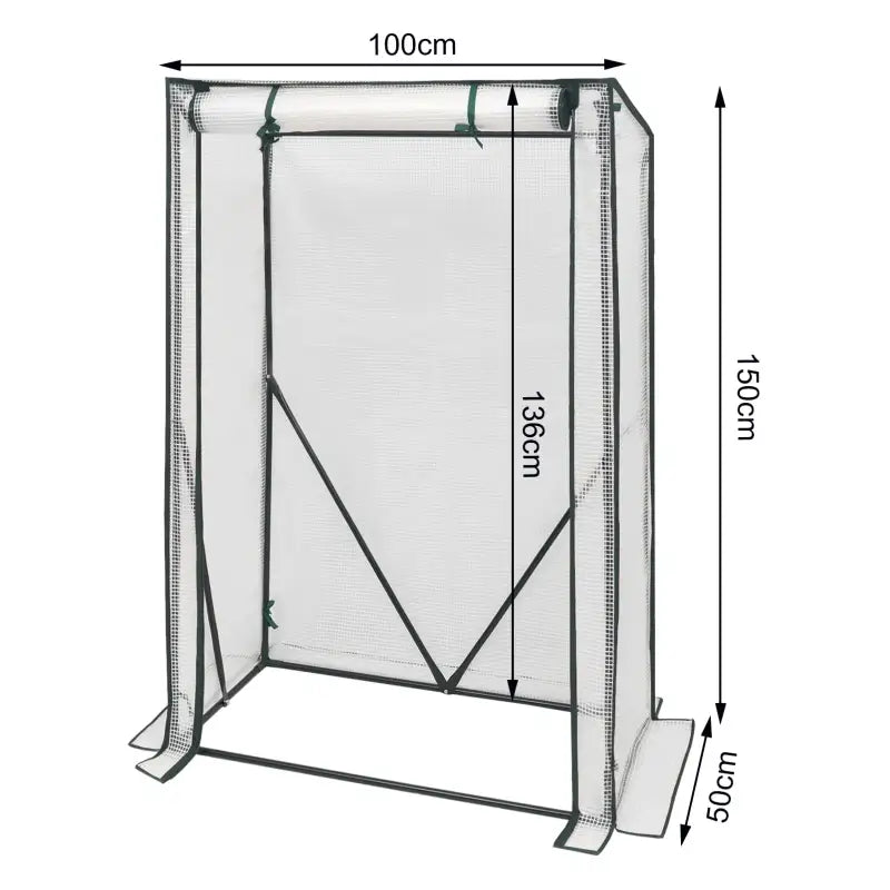 BukkitBow – Polytunnel Tuinkas – Winterproof Tunnel voor Groenten Teelt – Compacte Tuinkas met Groot Luik en 3 Bloemen Planken - 100x50x150CM