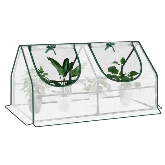 BukkitBow – Polytunnel Tuinkas – Winterproof Tunnel voor Groenten Teelt – Compacte Tuinkas met 2 Luiken - 120X60X60CM