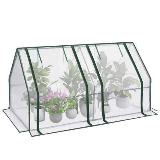 BukkitBow – Polytunnel Tuinkas – Winterproof Tunnel voor Groenten Teelt – Compacte Tuinkas met 2 Grote Luiken - 180X90X90CM